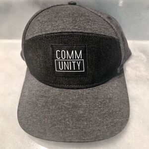 Community Colorblock Heather Adjustable Strapback 5-panel Hat Gray Black OS